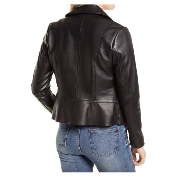 Sam Edelman Moto Jacket Peplum style Genuine Leather NWT - Picture 5 of 9